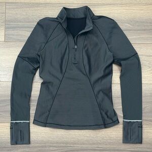 Lululemon Base Pace Two Toned Quarter Zip Running Pullover Black/Gull Grey 4/6?